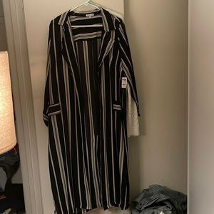 Long duster/cardigan striped black and off white NEW